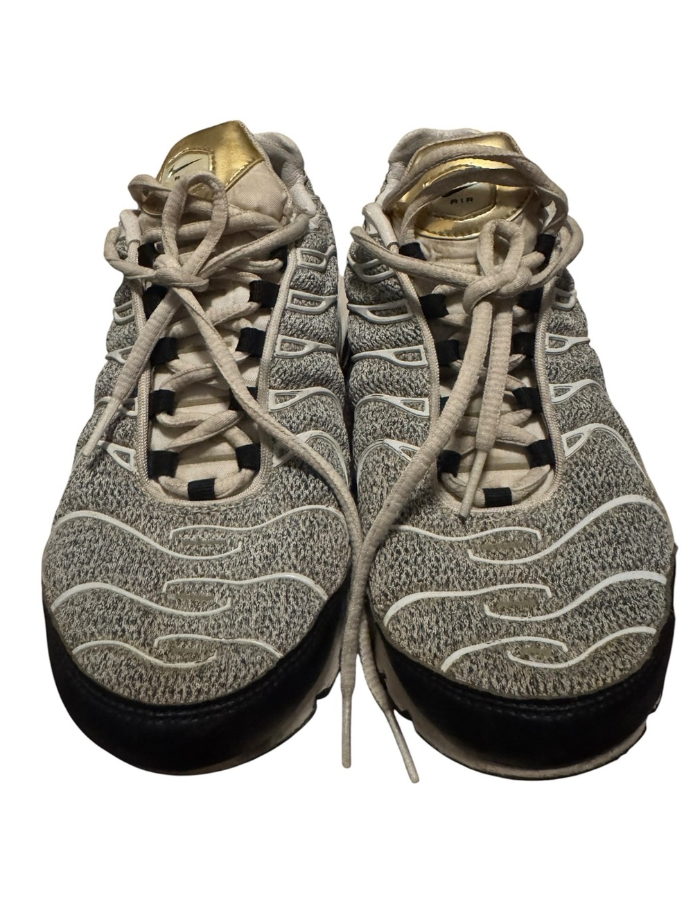 Nike TN2 Athletic Shoes in Gray with Gold Tongue Accents